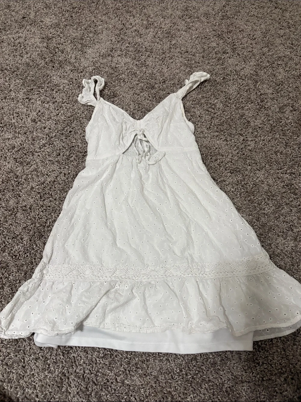 White Eyelet Tie-Front Sundress